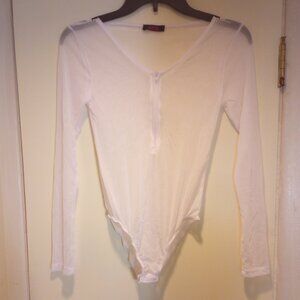 Sheer white blush body suit no tags new size M